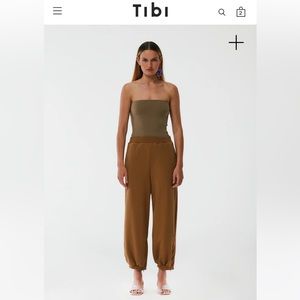 Tibi Cropped Sweatpant with Zipper